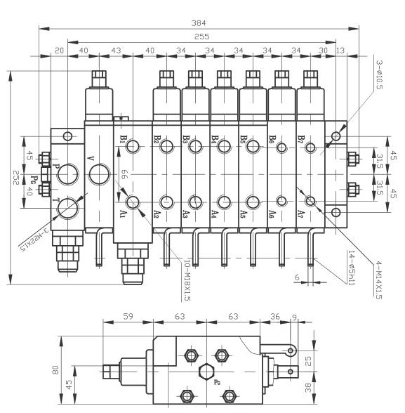 DPC26A／7-Y-Y型下车多路阀外形尺寸