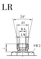 VH2V直通高压球阀LR螺纹尺寸图